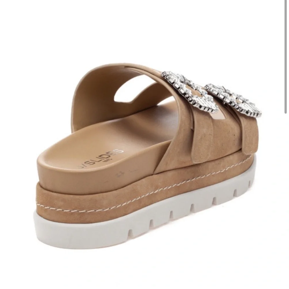 NWT J/SLIDES RICE Sand Suede Sandal - Picture 3 of 15